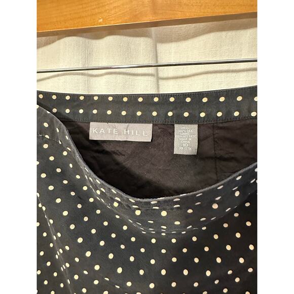 Kate Hill Womens Silk Midi Skirt Black with Polka Dots Size 10 - Picture 2 of 8
